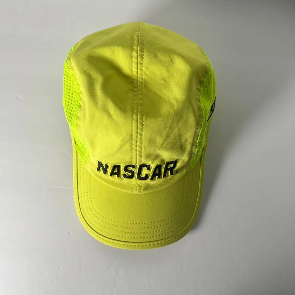 NASCAR Racing Baseball Cap Neon Yellow‎ Mesh One Size Fits Most Adjustable Strap